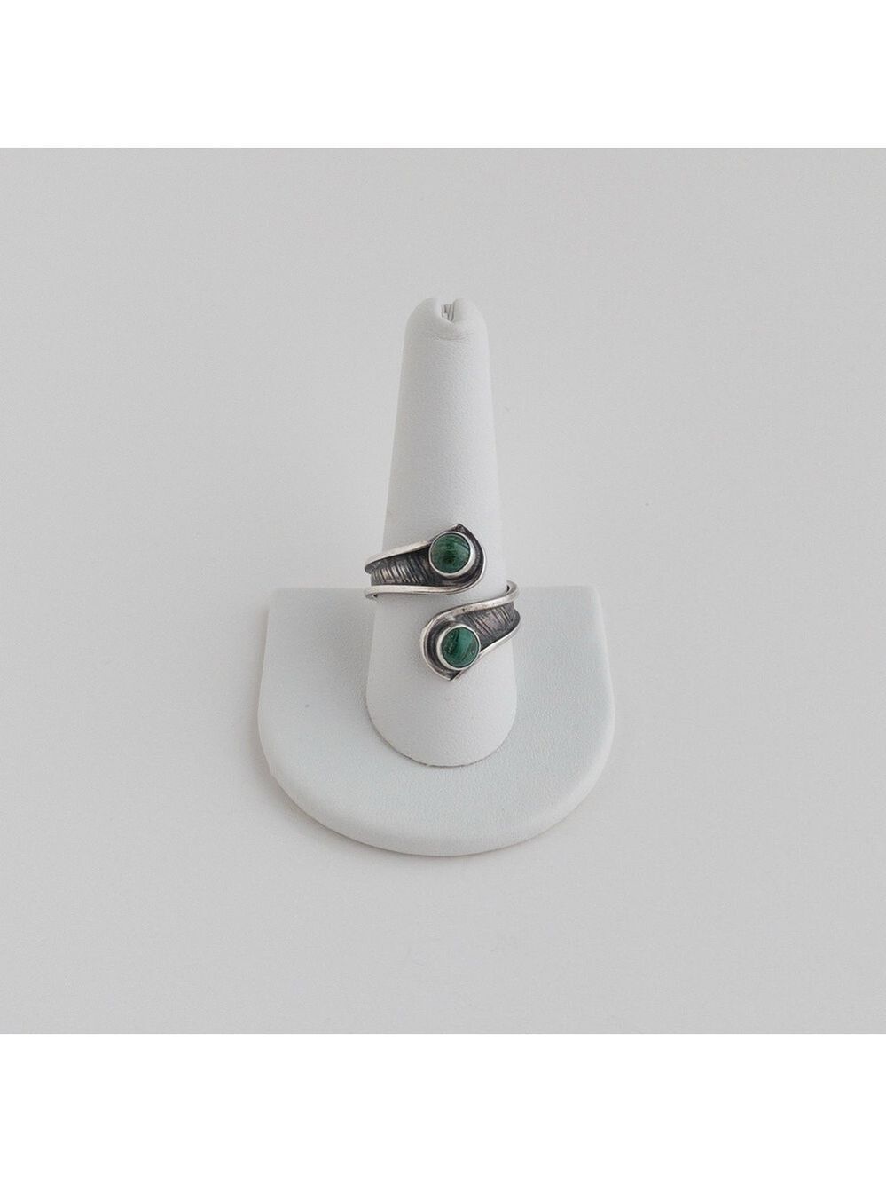 Sterling Silver Green Eilat Two Stone Spiral Wrap Ring Band Vintage 925 Size 10